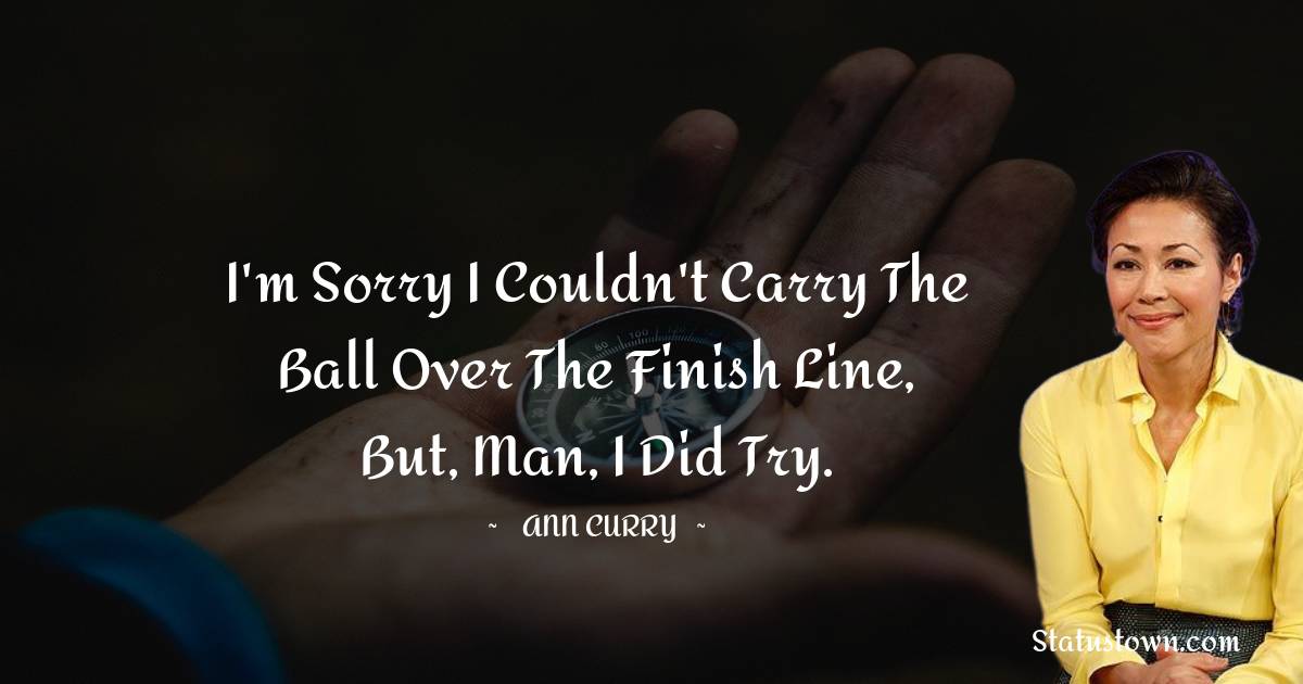 Ann Curry Quotes - I'm sorry I couldn't carry the ball over the finish line, but, man, I did try.